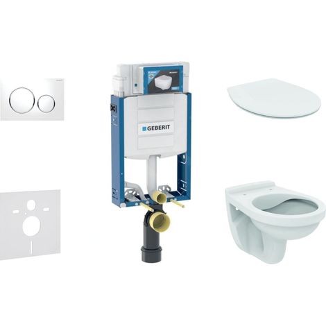 Geberit Kombifix - Set d'installation pré-murale, cuvette Alpha avec abattant, plaque de déclenchement Sigma20, blanc/chrome 110.302.00.5 ND4 (1/5)