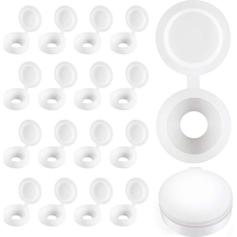 Cache-vis à Charnière en Plastique Plier les Couvercles à Vis Laveuse Flip Tops Blanc (1/4)