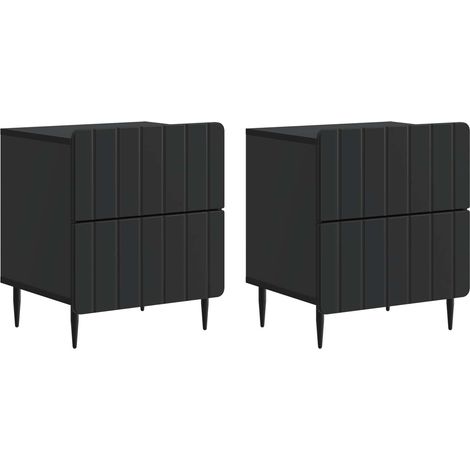 vidaXL Armadio da Notte con cassetto 2 pcs Nero 43 x 34,5 x 49,5