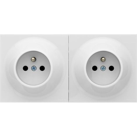 Doppelsteckdose (2p+e), extraflaches Design, Aufputz- oder Unterputzmontage, für elektrische Installationen (1/5)