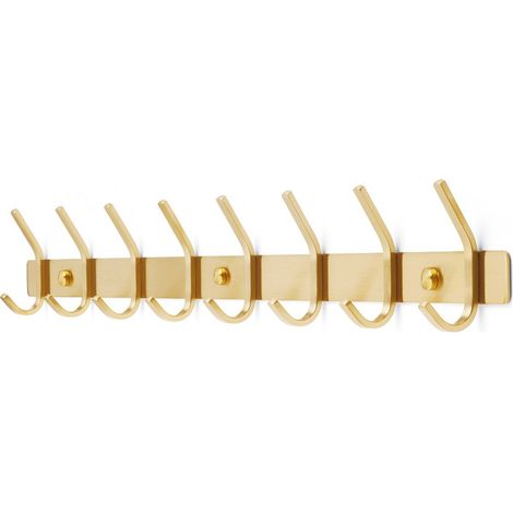 TOJ Living Porte-manteau mural 16 crochets – Patère murale / porte-serviettes – Style industriel & moderne – Acier inoxydable – 62 cm – doré (1/5)