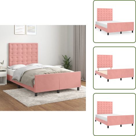 Letto con testiera regolabile - vidaXL Giroletto senza Materasso Rosa 120x190 cm Velluto - Letto con gambe di supporto