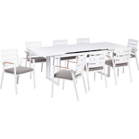 Conjunto de jardín de 8 plazas mesa extensible y sillas con cojines de asiento aluminio gris Valcanetto/Taviano (1/5)