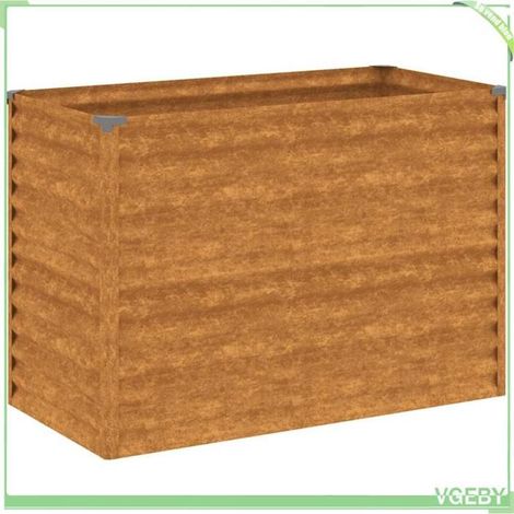 Jardinière surélevée - FAFEICY - 151984 - Acier Corten - 100x50x69 cm - Rebord repliable (1/5)