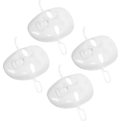 4 Pièces Masque D'halloween Blanc en Plastique, DIY à Peindre (1/5)