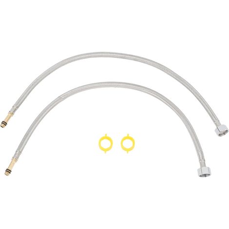 Lot de 2 flexibles d'alimentation tressés pour robinet, en acier inoxydable, de 60 cm (23,6 po), universels pour salle de bain et cuisine. (1/5)