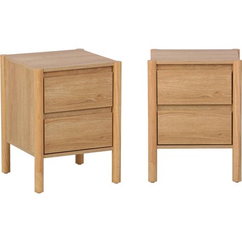 Pair of wood decor bedside table 2 drawers, Harmony, Natural, 42x42x55 cm