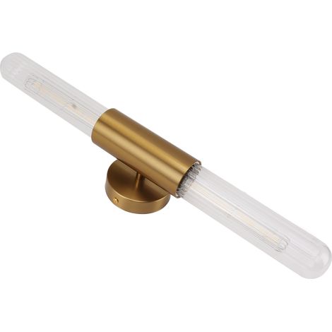 Goldene Wandleuchte mit 2 Glasschirmen, LED-Badezimmerleuchte, Wandmontage für Bad und Schlafzimmer, 85–265 V (1/5)