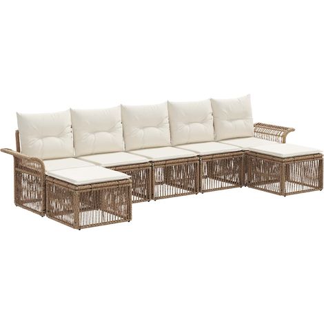 Gartensofa-set 7 pcs Beige Poly-Rattan vidaXL