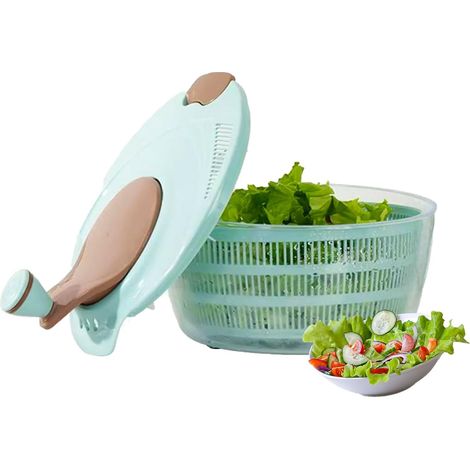 Salatschleuder, 4,23 Quart Fassungsvermögen, mit Aufbewahrungsdeckel, Abtropfkorb, Schüssel und Sieb, zum Waschen von Obst und Gemüse, schnelles Abtropfen von Salat, effiziente und einfache Lebensmitt