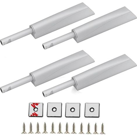 Juego de 4 abridores de puertas de empuje y tracción - Gris - Amortiguador magnético para puertas de armarios (1/5)