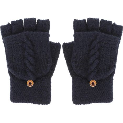 1 paire de mitaines sans doigts pour femme, gants chauds tricotés, moufles à rabat, mitaines à demi-doigts-16.70X10.80X1.50CM