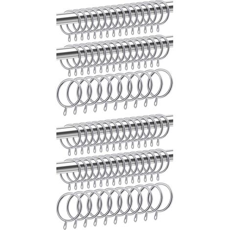 80-teiliges Set Metall-Gardinenringe für Gardinen und Gardinenstangen, verschiebbare Ösen-Anhängerringe, 32 mm Innendurchmesser (Silber) (1/4)