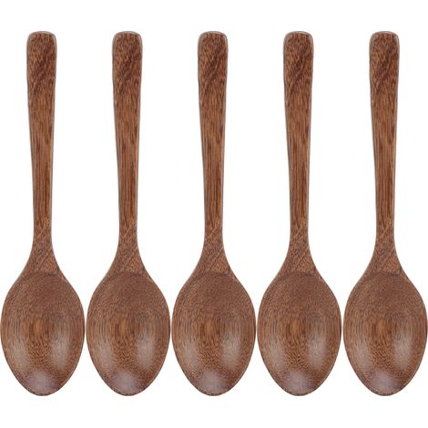 5Pcs Wooden Spoons Burr Free Sturdy Durable Light Heat Resistant Wooden Measuring Spoon Set for Gifts HomeBig Crimp Tail Spoon (1/5)