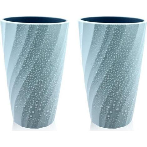 Pair Lot de 2 gobelets de Salle de Bain incassables, Doux et Durable, pour Brosse à Dents (Bleu Foncé) (1/5)