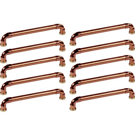 Lot de 10 Poignées de meuble cuivre "Industriel" - Entraxe 160 mm - Ø12 mm - Arcanaute (1/3)