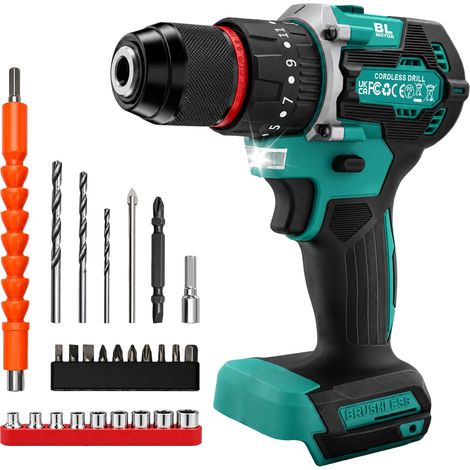 Perceuse-visseuse à percussion 18V Brushless – 25+3 Réglages et 3 Modes – Éclairage LED – Mandrin 13 mm (1/5)