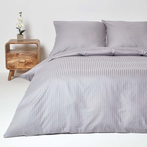 HOMESCAPES Parure de lit Gris 100% coton Egyptien 330 fils 155 x 220 cm (1/5)