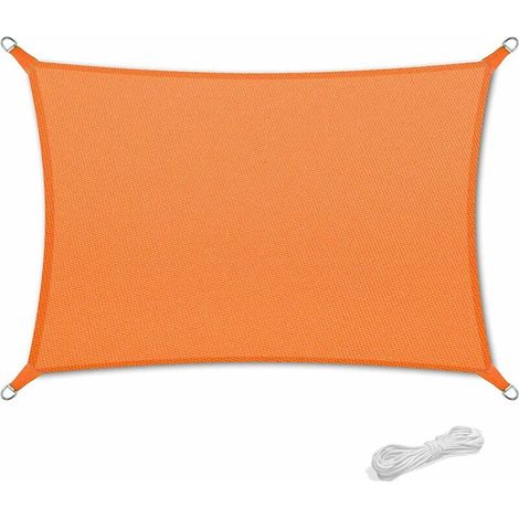 Voile d'ombrage 2x4m Auvent Résistante aux Imperméable pour Patio & Terrasse Jardin de Protection Solaire 90% Une Protection des Rayons UV avec Corde Libre Rectangulaire Orange