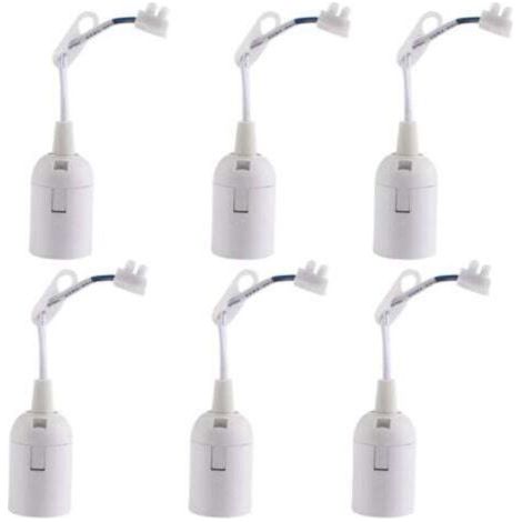 FENOPLASTICASix douilles à vis E27 pour ampoules de plafond, adaptées aux chantiers de construction support de luminaire de plafond à culot E27 support de luminaire de plafond encastré, adapté aux a (1/4)