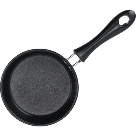 Mini poêle à frire en acier inoxydable antiadhésive, compatible induction, ronde, idéale pour le petit-déjeuner, avec long manche, 12 cm, bleue. (1/5)