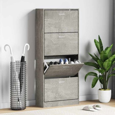 Schuhschrank Betongrau 63x24x147 cm Holzwerkstoff