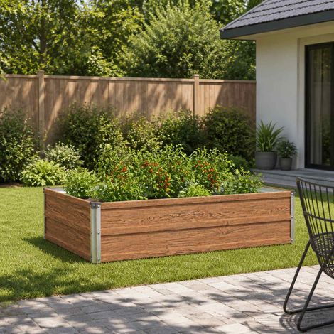 vidaXL Cama de Jardín Elevada Madera Marrón 100 x 80 x 24 cm (1/5)