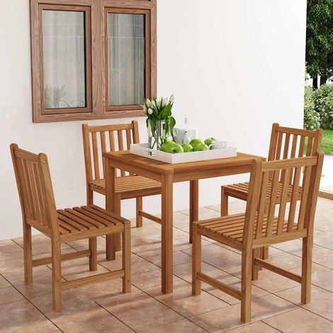 Ensemble Table + 4 chaises de jardin - Table à manger avec Chaises Bois de teck solide BV525360 - BonneVie (1/5)