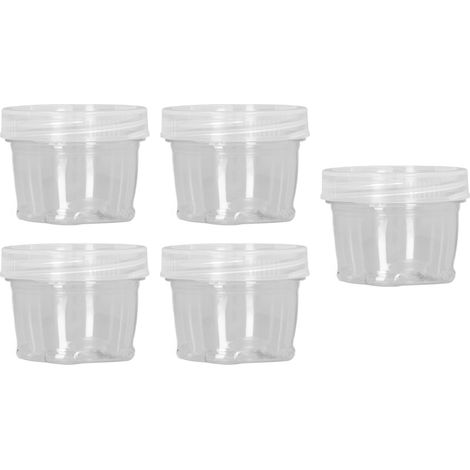 Set mit 5 transparenten, lebensmittelechten PET-Gewürzdosen für Camping, 40 ml, tragbar, Gewürzspender für Picknicks und Grillabende im Freien, weiß (1/4)