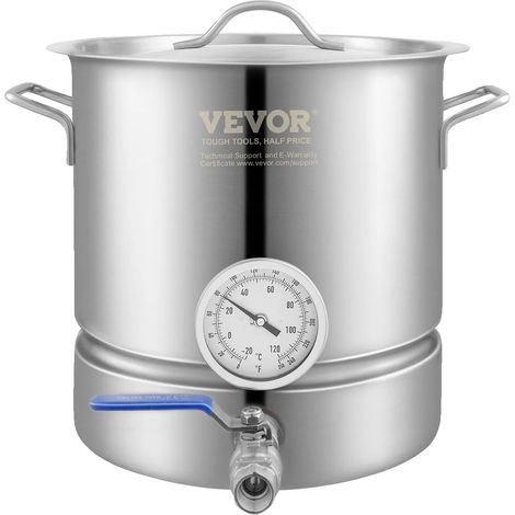 Barril para elaboración casera de cerveza, 5 galones, acero inoxidable con pantalla de doble temperatura (1/2)