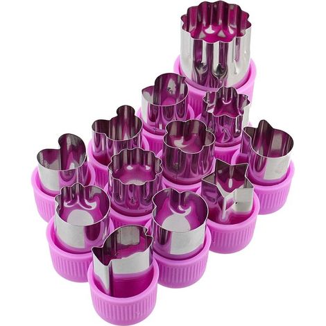 Set di 12 formine per biscotti, in acciaio inox con protezioni per le mani in PP, riutilizzabili, mini formine per biscotti per la pasticceria fai da te (1/5)