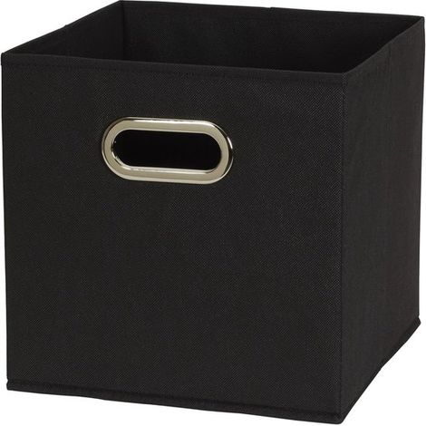 Scatola portaoggetti - Scatola portaoggetti pieghevole - Tipo a cassetto - Adatta per vestiti, giocattoli, biancheria da letto - Pieghevole - 28x28x28 cm - 24 litri - Nera (1/5)