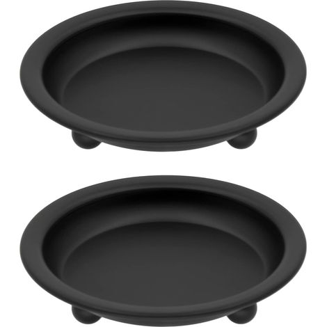 Lot de 2 bougeoirs en Fer Noir Mat Style Soucoupe pour Pilier/parfumé/sans Flamme/Boule, Support décoratif pour Centre de Table (1/5)