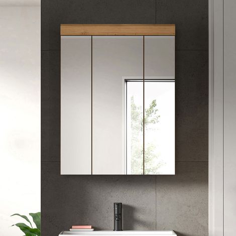 Armoire de toilette 60x19x79 cm chêne brun - OLBO