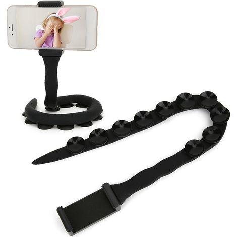 Support Téléphone Flexible En Forme De Chenille Avec Ventouses Et Trou Vis 1/4 Pour Bureau Et Mur - Longueur 54cm (1/5)