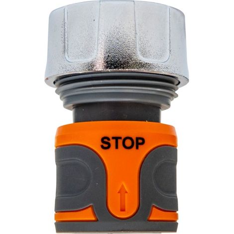 Raccord de tuyau avec stop RURIS Luxury 34 - Fonction AquaStop - Gros tuyau 3/4" - Raccordement rapide sans outil - ABS, zinc, PP et TPE - 4 à 6 bars (1/3)