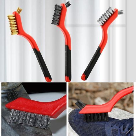 Brosse Métallique - Laiton Acier Inoxydable Nylon - Pour Nettoyage Métal Cuisinière Évier Rouille - Lot de 3 (1/5)
