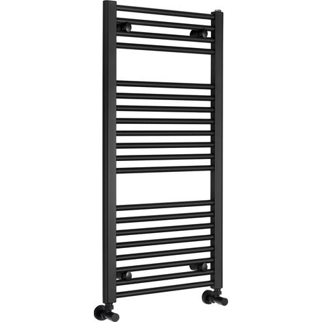 Radiateur de salle de bain DIRECT avec raccordement latéral 450x960mm, noir mat (1/4)