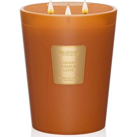 Bougie parfumée Caramel Citrouille 3 mèches 990g 150h cire soja naturelle (1/5)