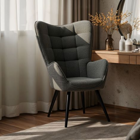 Fauteuil 66x74x106 cm en tissu gris foncé et noir - DELEO (1/5)