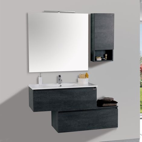Mobile da Bagno Sospeso 100cm Pensile P18cm Mazzoni Boston 15 Antracite (1/3)