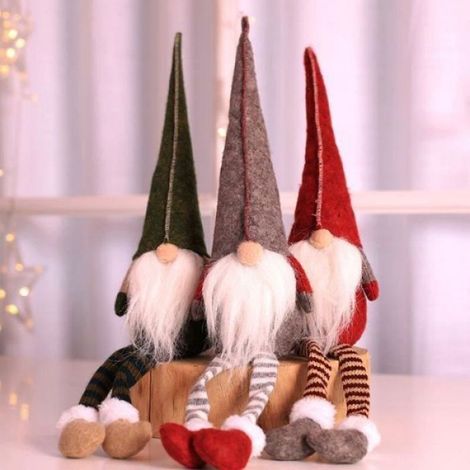 Poupée De Noël Sans Visage - Tissu - Décoration Murale Pour Sapin Ou Intérieur - Lot De 3 (1/5)