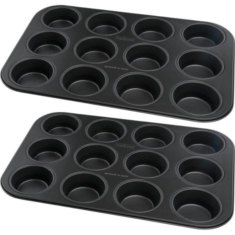 Ensemble de 2 Moules à muffins 12 empreintes 38 x 26 cm Zenker Black Metallic (1/5)