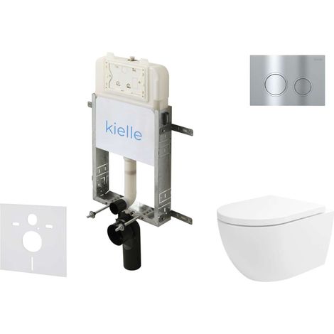 kielle Genesis New - Set Vorwandinstallation, WC Oudee, Vortex Rimless+, Softclose-Sitz und Betätigungsplatte Gemini New II, Hochglanzchrom 30528SZ23 (1/5)