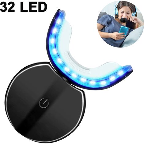 Kit de blanchiment dentaire (1 pièce), lampe LED sans fil rechargeable à 32 LED pour dents sensibles, gouttières pour blanchiment à domicile (1/5)
