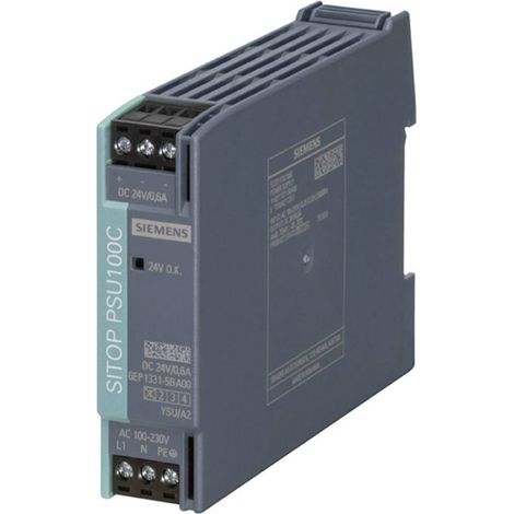 Siemens 6EP13315BA00 Alimentatore per guida DIN 24 V/DC 0.6 A 14 W Num. uscite:1 x Contenuto 1 pz.
