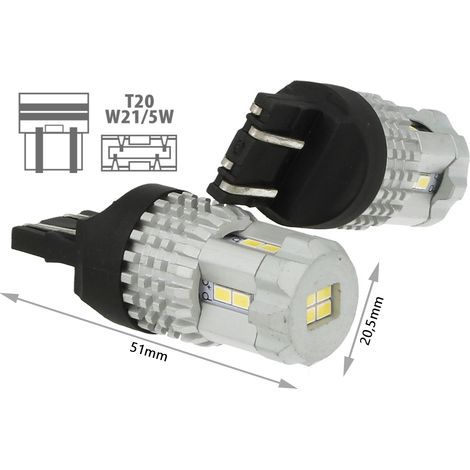 Lampada Led T20 7443 W21/5W 12 Smd 3020 Bianco Super Luminoso Luci Diurne Opel Insignia Peugeot 208 Toyota Yaris Suzuki Celerio (1/3)