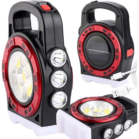 Lampe torche solaire, lampe LED portable rechargeable, batterie externe avec réflecteur. - AquaForge (1/5)