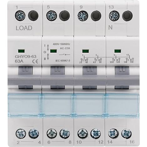Transfer Switch 4P 63A 400V AC Manual Source Inverter, Dual Power DIN Rail Manual Disconnector, Manual Switch, Disconnector (1/5)