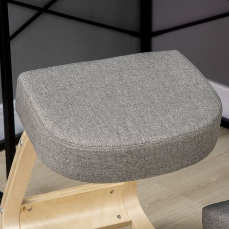 Ergonomischer Knie-Bürostuhl, Holzgestell, Schaumstoffpolsterung, Grau (1/5)